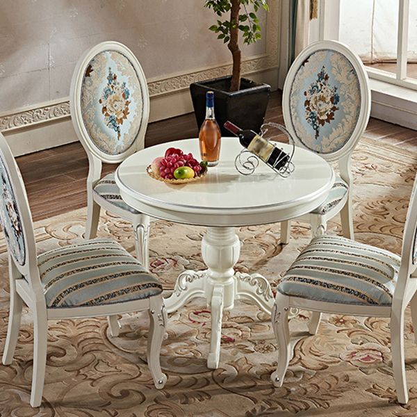 Solid Wood Victorian Round Dining Table Rubberwood Table with Pedestal Base Clearhalo 'Dining Tables & Seating' 'Dining Tables' 'dining_table' 'furn' 'furn_dining_table' 'Furniture' 'furniture_dining_table' 'Kitchen & Dining Furniture' 'kitchen' 'kitchen_dining_table' 1200x1200_a0a78a42-b630-42df-b1cd-5a728341aaad
