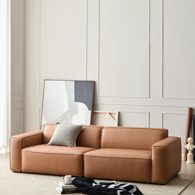 25.6 "Hリビングルーム用の現代フェイクレザースクエアアームソファー