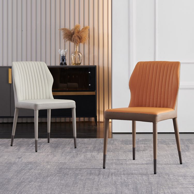 Modern Style Armless Side Chairs Solid Back Leather Dining Chairs for Kitchen (Set of 2) Clearhalo ' kitchen&dining_furn' 'Dining Chairs' 'Dining Tables & Seating' 'dining_chair' 'furn' 'furn_dining_chair' 'Furniture' 'furniture_dining_chair' 'Kitchen & Dining Furniture' 'kitchen' 1200x1200_a0a929ec-56e5-440d-8c3c-97078ce070e9