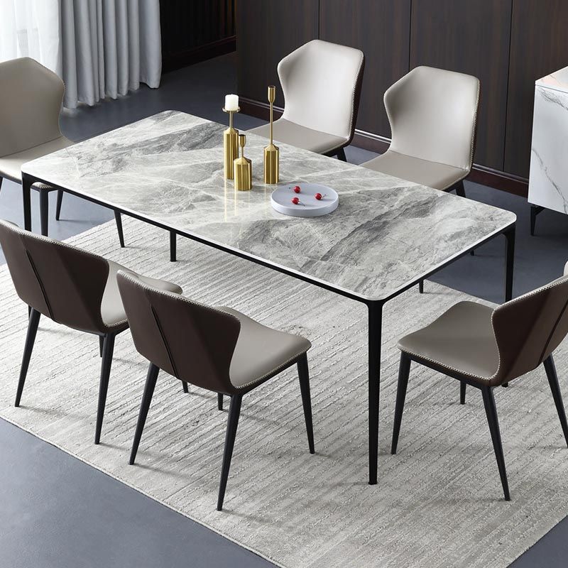 Rectangle Modern Stone Table Standard Height Kitchen Room Table with 4 Legs Clearhalo 'Dining Tables & Seating' 'Dining Tables' 'dining_table' 'furn' 'furn_dining_table' 'Furniture' 'Kitchen & Dining Furniture' 1200x1200_a0a9f91d-0293-43dc-9657-df606fa4dd56