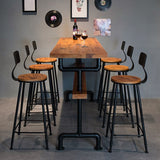 Recangle industriel Table de table en bois massif en bois massif 1/7 pièces Table de comptoir avec tabourets hauts