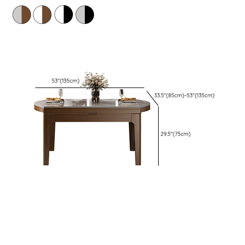 Sintered Stone Dining Table Round Dinner Table with Rubberwood Frame for Dining Room
