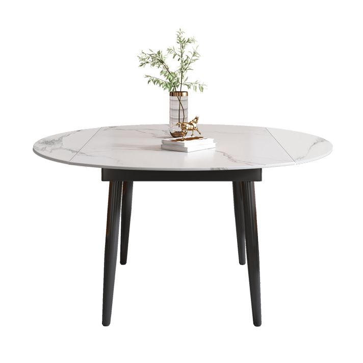 29.13''H Contemporary Round Dining Table Sintered Stone Table with 4 Black Metal Legs Clearhalo ' dining_table' 'Dining Tables & Seating' 'Dining Tables' 'furn' 'furn_dining_table' 'Furniture' 'furniture_dining_table' 'Kitchen & Dining Furniture' 'kitchen&dining_furn' 'kitchen' 'kitchen_dining_table' 1200x1200_a0ad69ac-f7a8-4ce1-9017-200ada165917
