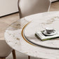 Round Convertible Dining Table Modern Stone Top Pedestal Table in Gold