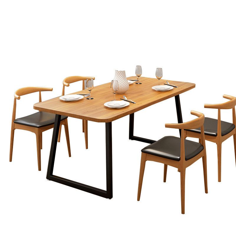 Industrial Rectangle Dining Table Wooden Table with Metal Legs for Kitchen Clearhalo 'Dining Tables & Seating' 'Dining Tables' 'dining_table' 'furn' 'furn_dining_table' 'Furniture' 'Kitchen & Dining Furniture' 1200x1200_a0b05c3d-e734-47fc-8bc4-472b81f09bcd