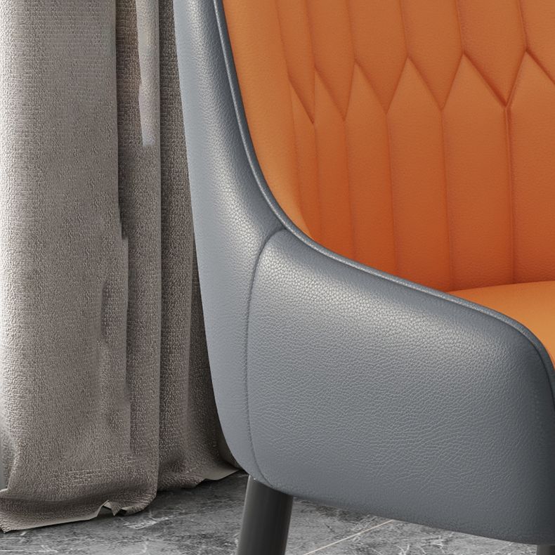 Faux Leather Dining Chairs Modern Parsons Arm Chair with Wood Legs