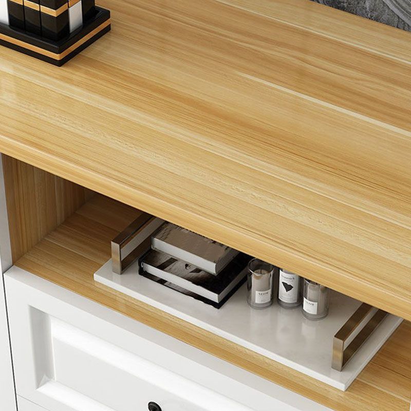 Moderne Holz -TV -Ständer Open Storage TV -Konsole mit Schubladen und Türen, 16 "D x 27,5" H