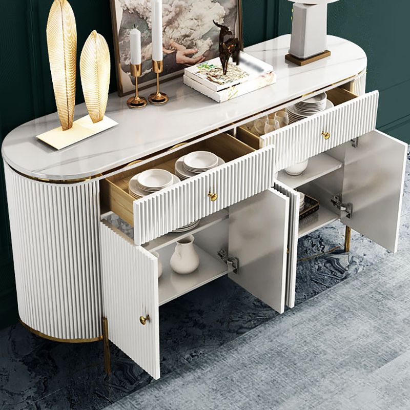 Glam Engineered Wood Sideboard Faux Marble Countertop Credenza with Drawer for Living Room Clearhalo 'buffet_sideboard' 'Buffets & Sideboards' 'furn' 'furn_buffet_sideboard' 'Furniture' 'furniture_buffet_sideboard' 'Kitchen & Dining Furniture' 1200x1200_a0b5f95f-fd60-4de4-8d21-335d370b7833