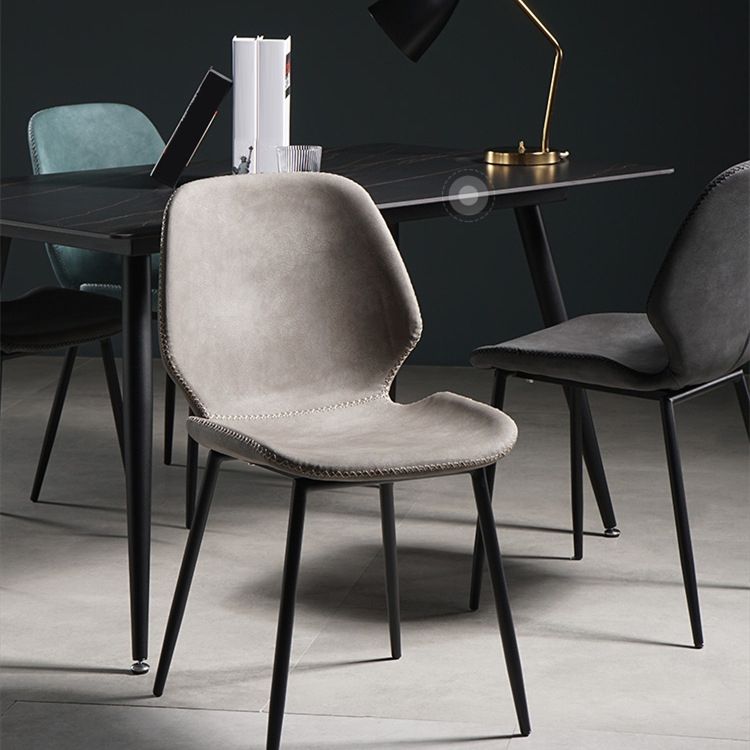 Contemporary Style Metal Dining Room Chair Solid Back Chair with Black Legs Clearhalo ' kitchen&dining_furn' 'Dining Chairs' 'Dining Tables & Seating' 'dining_chair' 'furn' 'furn_dining_chair' 'Furniture' 'furniture_dining_chair' 'Kitchen & Dining Furniture' 'kitchen' 1200x1200_a0b6681b-68fc-469d-9bb7-c2bd6ea7b340