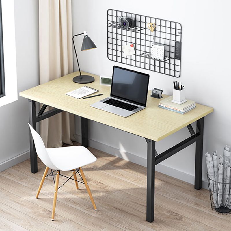 長方形の木材ライティングデスクインダストリアルスタイルの折りたたみオフィスデスク