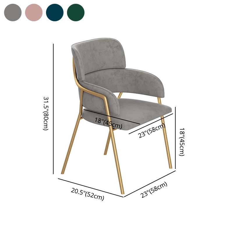 Nordic Style Metal Dining Room Chairs Velvet Arm Chair for Restaurant Clearhalo ' kitchen&dining_furn' 'Dining Chairs' 'Dining Tables & Seating' 'dining_chair' 'furn' 'furn_dining_chair' 'Furniture' 'furniture_dining_chair' 'Kitchen & Dining Furniture' 'kitchen' 1200x1200_a0ba5d5e-224c-477b-b9b0-9fee7cde50ea