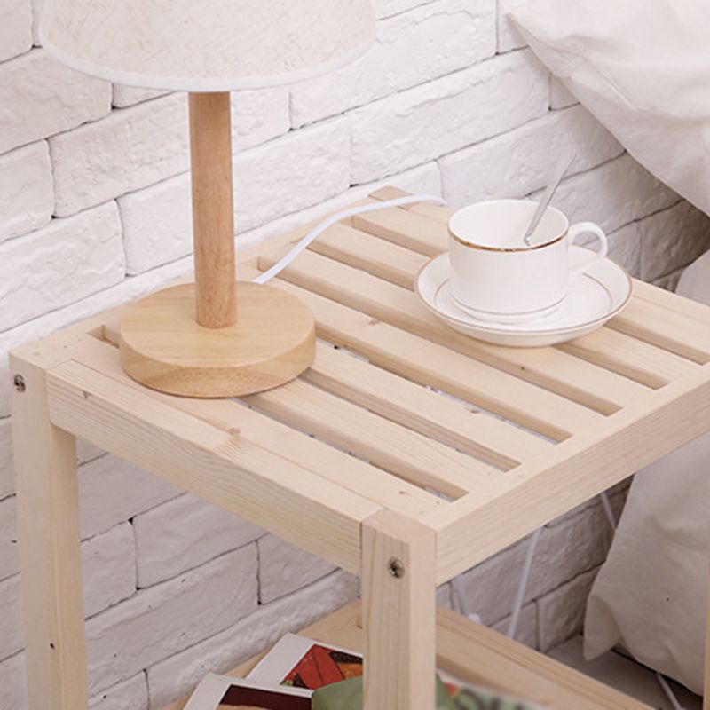 Modern Style Pine with Storage Rack Black/different/wood Color Square Side Table