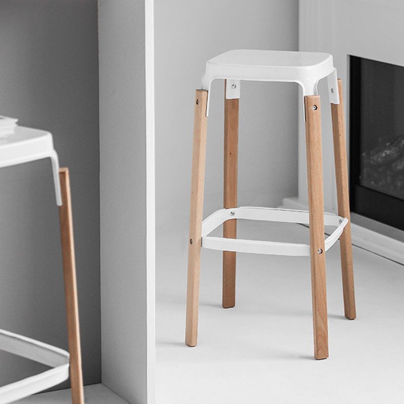 Contemporary Square Backless Bar Stool with Beech Solid Wood Legs Clearhalo 'Bar Furniture' 'Bar Stools' 'bar_stools' 'furn' 'furn_bar_stools' 'Furniture' 'Kitchen & Dining Furniture' 1200x1200_a0bb1f5f-1443-4336-aa43-55622a7f18e2
