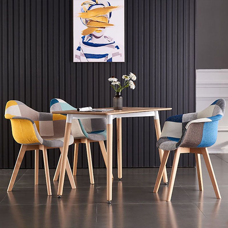 Restaurant Scandinavian Upholstered Arm Chair Matte Finish Solid Back Dining Chair Clearhalo ' kitchen&dining_furn' 'Dining Chairs' 'Dining Tables & Seating' 'dining_chair' 'Furniture' 'furniture_dining_chair' 'Kitchen & Dining Furniture' 'kitchen' 1200x1200_a0bb3bd0-92c9-472e-a3b2-cee2a93b8cfc