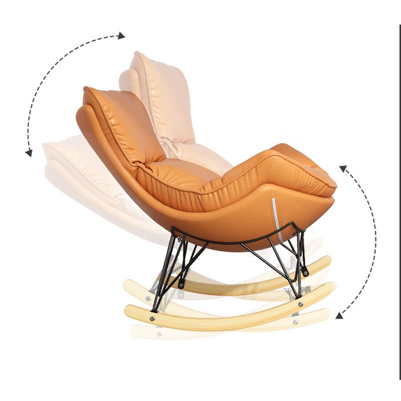 Modern Rocker Tapsted Cushions Cushions Wingback Glider con pierna oscura