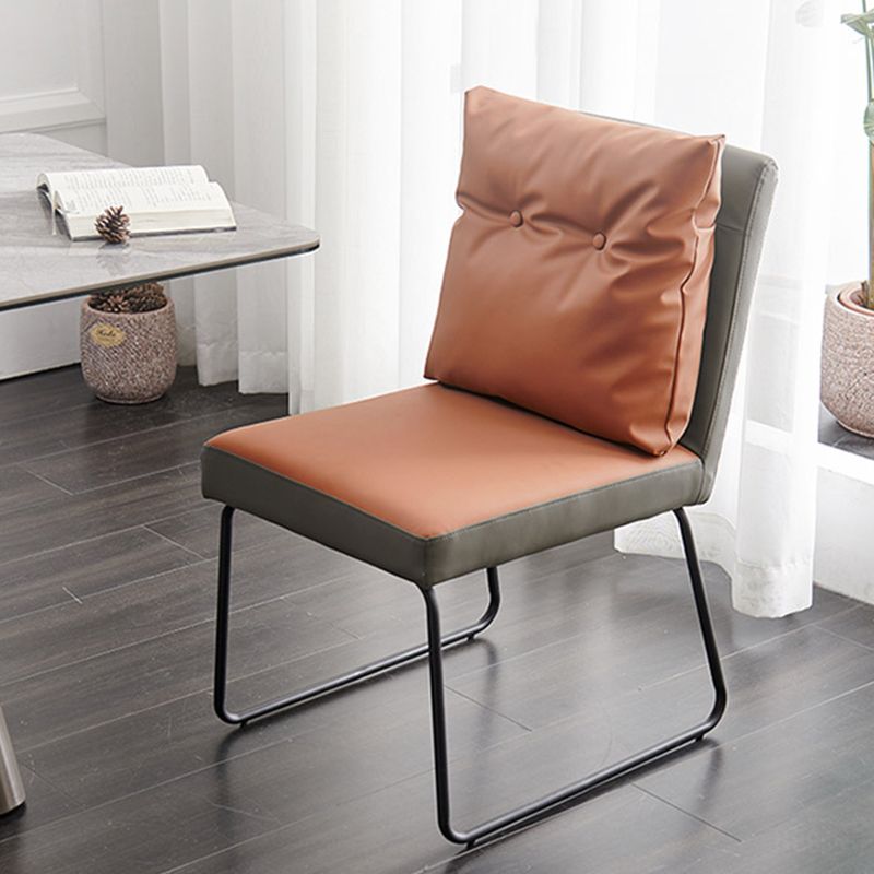 Contemporary Metal Dining Armless Chair Faux Leather Dining Chairs for Home Use Clearhalo ' kitchen&dining_furn' 'Dining Chairs' 'Dining Tables & Seating' 'dining_chair' 'furn' 'furn_dining_chair' 'Furniture' 'furniture_dining_chair' 'Kitchen & Dining Furniture' 'kitchen' 1200x1200_a0bd7664-6228-4048-b4ce-a49948eaaaa1