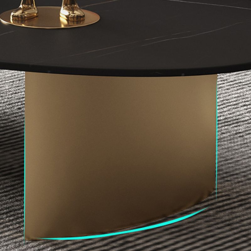 Oval Slate Coffee Table Glam 2 Legs Coffee Cocktail Table, 15.74" High Clearhalo 'Coffee & Accent Tables' 'Coffee Tables' 'coffee_tables' 'furn' 'furn_coffee_tables' 'Furniture' 'Living Room Furniture' 1200x1200_a0be31d0-eff7-431a-a3e6-a5c1a01a3bf1
