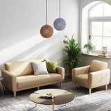 Modern Square Arm Stain Resistant Settee Couch in Orange/Ivory Cushions
