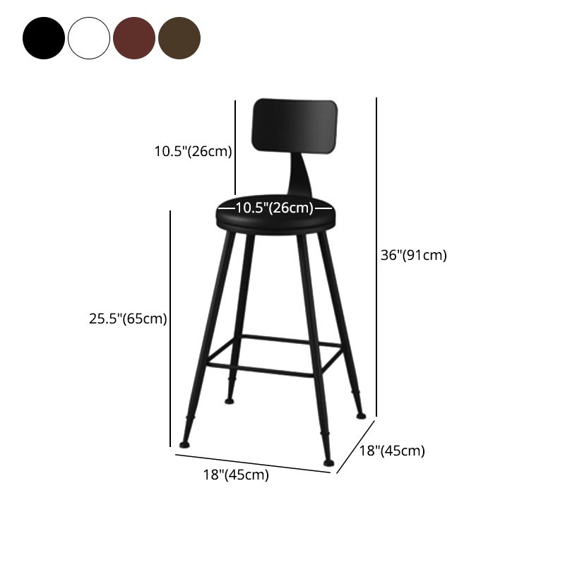Modern Armless Backrest Counter Stool Iron Study Bar Stool with Leather Cushion and Pedal Clearhalo 'Bar Furniture' 'Bar Stools' 'bar_stools' 'furn' 'furn_bar_stools' 'furniture_bar_stools' 'Kitchen & Dining Furniture' 'kitchen&dining_furn' 'kitchen' 'kitchen_furn' Furniture' 1200x1200_a0bf24d3-b082-49ec-93b6-d498a766dfdf