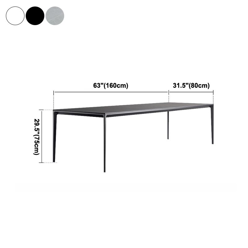 Rectangle Contemporary Dining Room Table Sintered Stone Table with 4 Black Legs Clearhalo ' dining_table' 'Dining Tables & Seating' 'Dining Tables' 'Furniture' 'furniture_dining_table' 'Kitchen & Dining Furniture' 'kitchen&dining_furn' 'kitchen' 'kitchen_dining_table' 1200x1200_a0c1396d-dcda-442e-a7f4-6b9a1148f36f