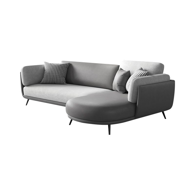 Faux Leather Scandinavian L-Shape Sectional with Pillowed Back Cushions Clearhalo 'furn' 'furn_sectionals' 'Furniture' 'furniture_sectionals' 'kitchen' 'kitchen_sectionals' 'Living Room Furniture' 'Sectionals' 1200x1200_a0c1f259-e0c2-4093-8857-c306eb9cb31d
