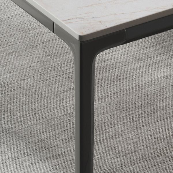 Metal Contemporary Rectangular Table White Sintered Stone Dining Table with Metal Legs Clearhalo ' dining_table' 'Dining Tables & Seating' 'Dining Tables' 'furn' 'furn_dining_table' 'Furniture' 'furniture_dining_table' 'Kitchen & Dining Furniture' 'kitchen&dining_furn' 'kitchen' 'kitchen_dining_table' 1200x1200_a0c6c80a-bfc4-4f84-9380-35856b195200