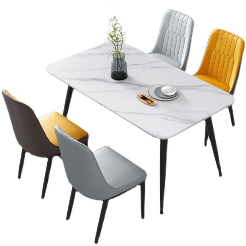Modern Rectangle Shape White Dining Table Sintered Stone Dining Table with 4 Legs Base Clearhalo ' dining_table' 'Dining Tables & Seating' 'Dining Tables' 'furn' 'furn_dining_table' 'Furniture' 'furniture_dining_table' 'Kitchen & Dining Furniture' 'kitchen&dining_furn' 'kitchen' 'kitchen_dining_table' 1200x1200_a0c7ce77-66da-4d37-ae76-fd2ea5b2929a