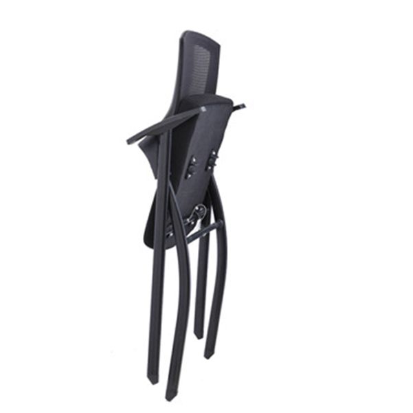 Chaise de bureau moderne sans roues, chaise de conférence noire en microfibre