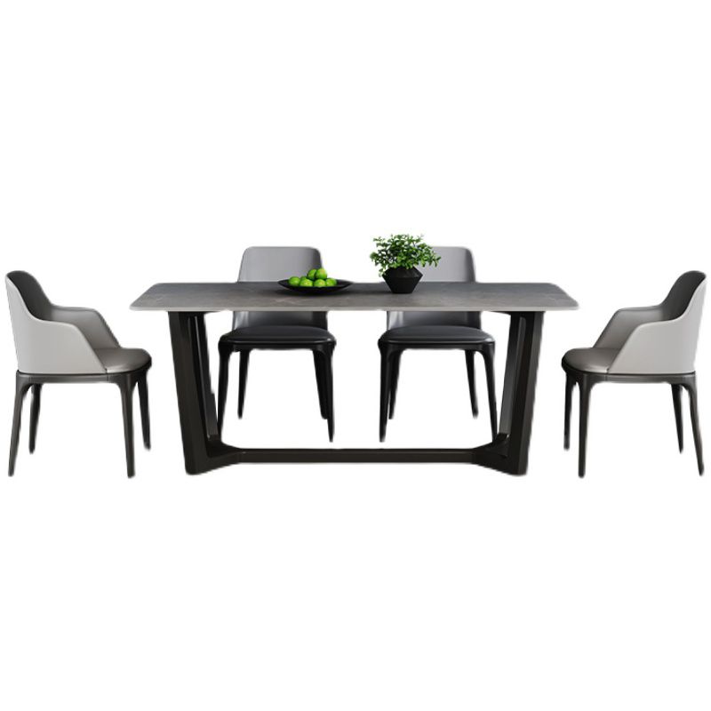 Grey Designer 1/2/5/6/7 Pieces Dining Table Set Rectangle Stone Dinette Set Clearhalo 'Dining Room Sets' 'Dining Tables & Seating' 'dining_room_set' 'furn' 'furn_dining_room_set' 'Furniture' 'Kitchen & Dining Furniture' 1200x1200_a0ca971c-13f1-4033-b2dc-b94418ff21f1