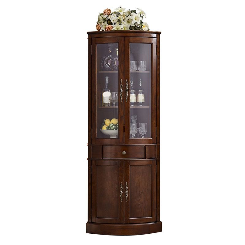 Accente di accento rustico angolare in legno in legno in vetro con porte