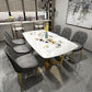 Traditional Luxury Dining Table for Home Glossy White Table with Gold Metal Frame Clearhalo 'Dining Tables & Seating' 'Dining Tables' 'dining_table' 'furn' 'furn_dining_table' 'Furniture' 'Kitchen & Dining Furniture' 1200x1200_a0cfa5a6-8ea1-43df-9d30-b7c07aac4452