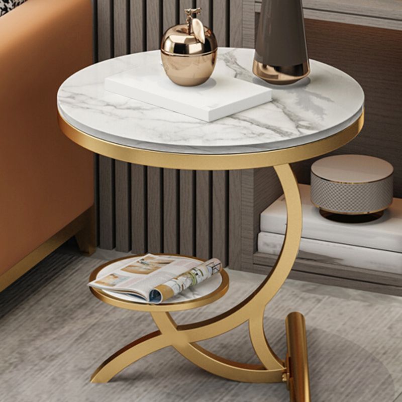 Modern Double Tier Minimalist End Table Abstract Round Corner Table Clearhalo 'Coffee & Accent Tables' 'End & Side Tables' 'end_side_tables' 'furn' 'furn_end_side_tables' 'Furniture' 'Living Room Furniture' 1200x1200_a0d0ebf4-df38-4a41-9714-b6093ff64ef0