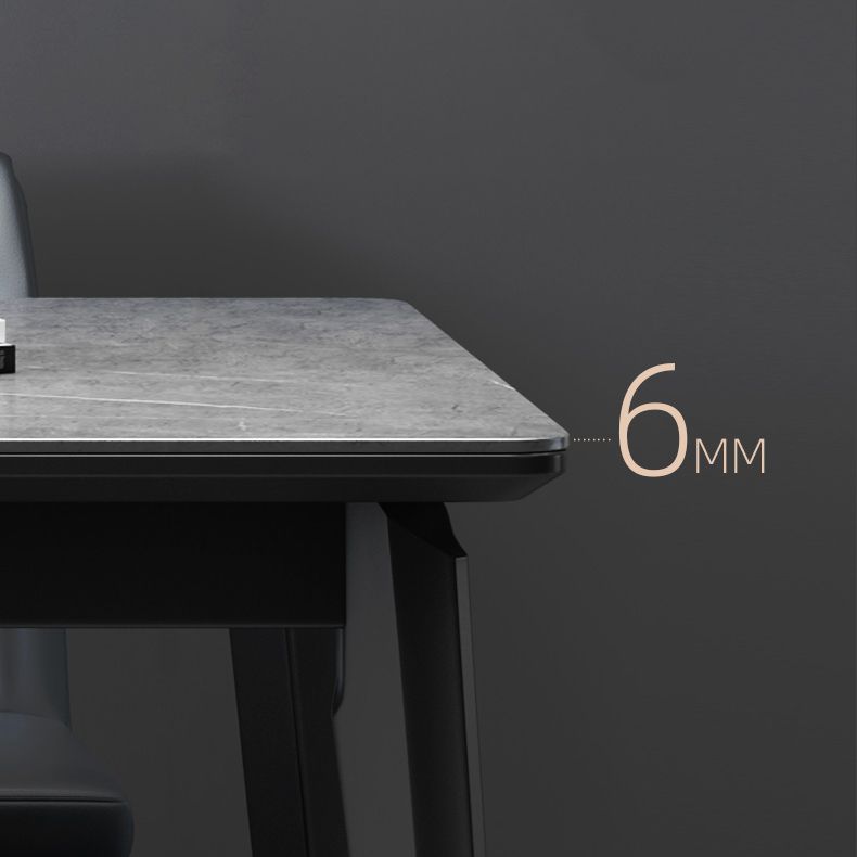 Fixed Minimalist Sintered Stone Top Kitchen Table Set of 4 Black Legs for Dining Room Clearhalo 'Dining Room Sets' 'Dining Tables & Seating' 'dining_room_set' 'furn' 'furn_dining_room_set' 'Furniture' 'furniture_dining_room_set' 'Kitchen & Dining Furniture' 'kitchen&dining_furn' 'kitchen' 1200x1200_a0d12c6b-c6c9-4cec-94bd-16290a37a0bf