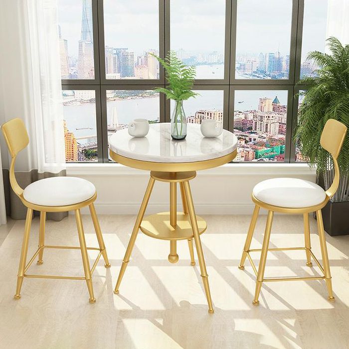 Glam 1/2/3/4/5 Pieces White-gold Dining Table Set with Stone Top Round Dinette Set Clearhalo 'Dining Room Sets' 'Dining Tables & Seating' 'dining_room_set' 'furn' 'furn_dining_room_set' 'Furniture' 'furniture_dining_room_set' 'Kitchen & Dining Furniture' 'kitchen&dining_furn' 'kitchen' 1200x1200_a0d150cc-f877-4a0d-8e8c-4a96acb71bbb