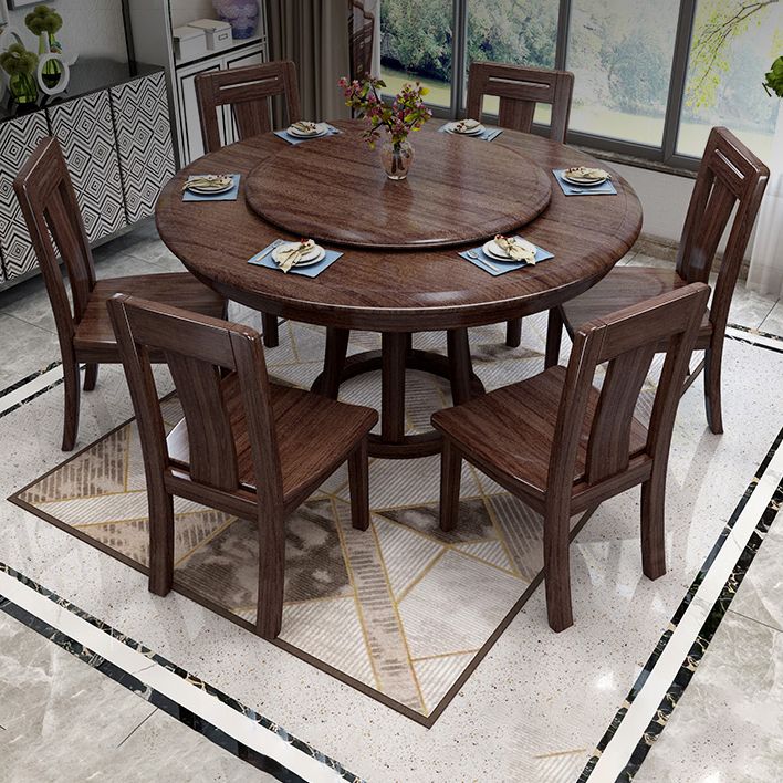 Modern Round Shape Brown Table Solid Wood Standard Dining Table for Kitchen Clearhalo ' dining_table' 'Dining Tables & Seating' 'Dining Tables' 'furn' 'furn_dining_table' 'Furniture' 'furniture_dining_table' 'Kitchen & Dining Furniture' 'kitchen&dining_furn' 'kitchen' 'kitchen_dining_table' 1200x1200_a0d20420-cdb9-458d-92ed-49939105e6a8