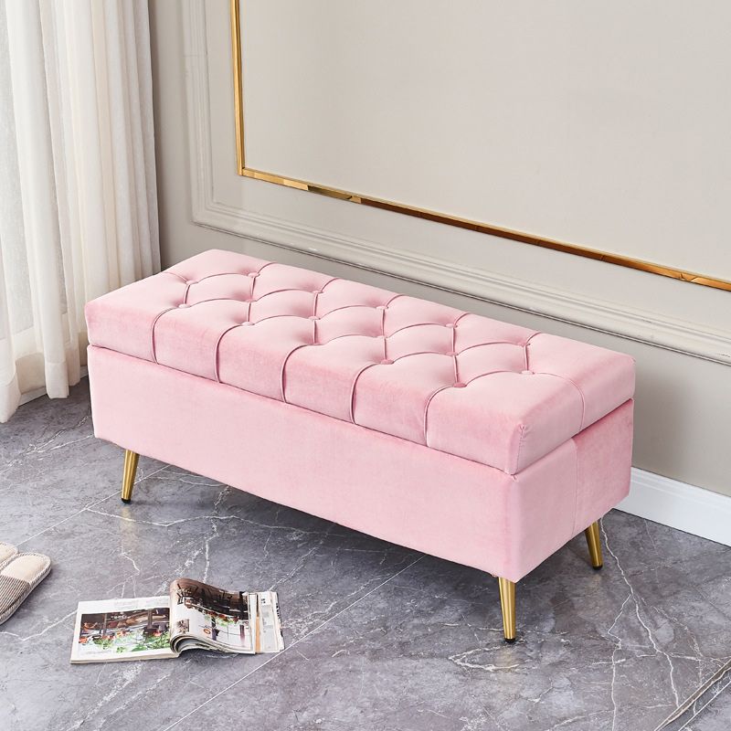 17.7" H Glam Upholstered Bench Tufted Seating Bench with Storage Clearhalo 'Benches' 'Chairs & Seating' 'furn' 'furn_benches' 'Furniture' 'Living Room Furniture' 1200x1200_a0d26f40-bd3c-4100-bdc6-0ab2ad13535e