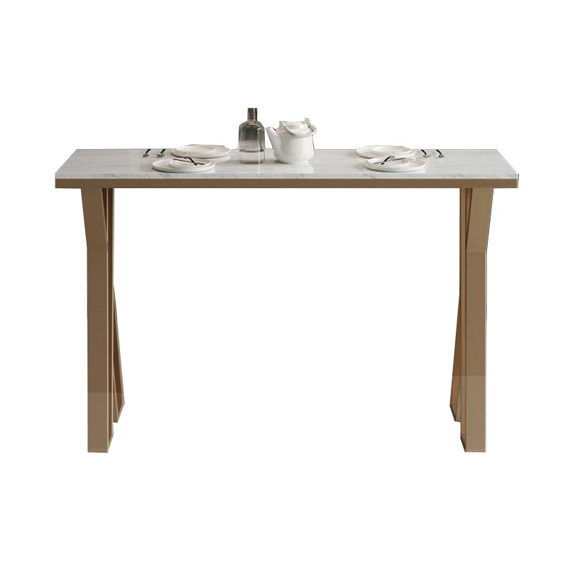 Tavolo da bar a barre rettangolo in stile glam in finta tavolo da vino in marmo in marmo con doppio piedistallo