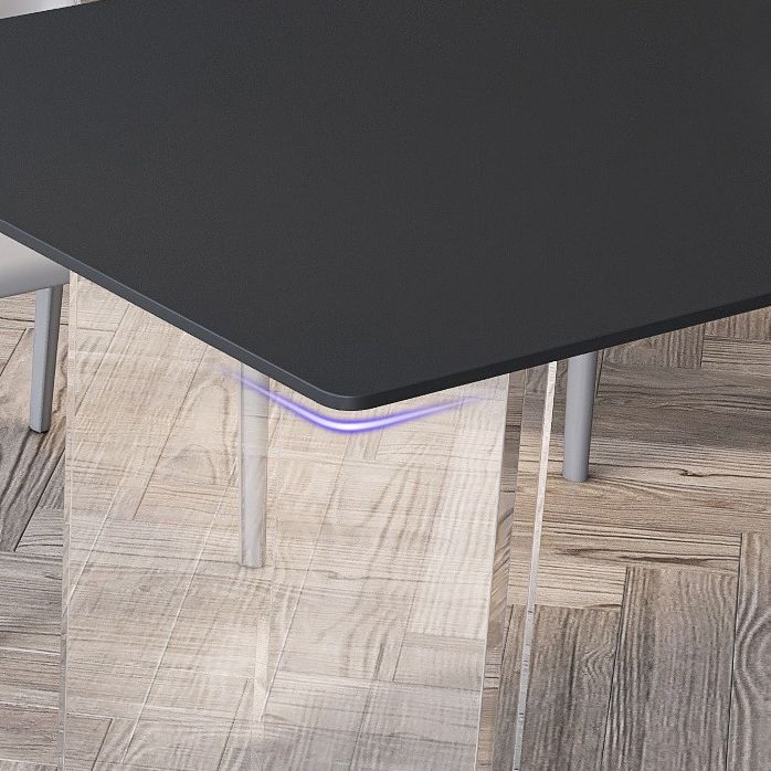 Rectangular Stone Dining Table Modern White-black Furniture with Acrylic Double Pedestal Clearhalo 'Dining Tables & Seating' 'Dining Tables' 'dining_table' 'furn' 'furn_dining_table' 'Furniture' 'Kitchen & Dining Furniture' 1200x1200_a0d4c70f-698d-402e-bfe9-12dd0d28fff1