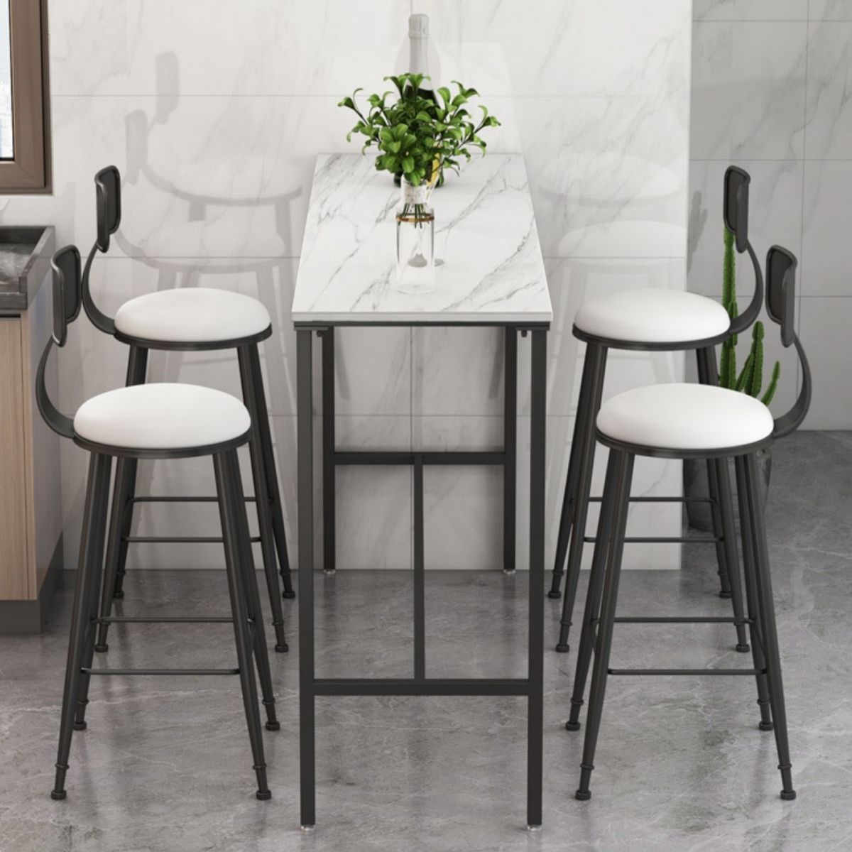 Tavolo da bar rettangolare in pietra sinterizzato tavolo da bistrot moderno con base di cavalletto