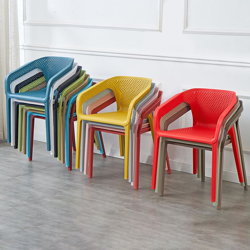 Contemporary Style Stackable Chair Kitchen Arm Chair with Plastic Legs Clearhalo 'Dining Chairs' 'Dining Tables & Seating' 'dining_chair' 'Furniture' 'furniture_dining_chair' 'Kitchen & Dining Furniture' 1200x1200_a0d8ae8e-cd3d-476f-b7ad-f70714fbcf38