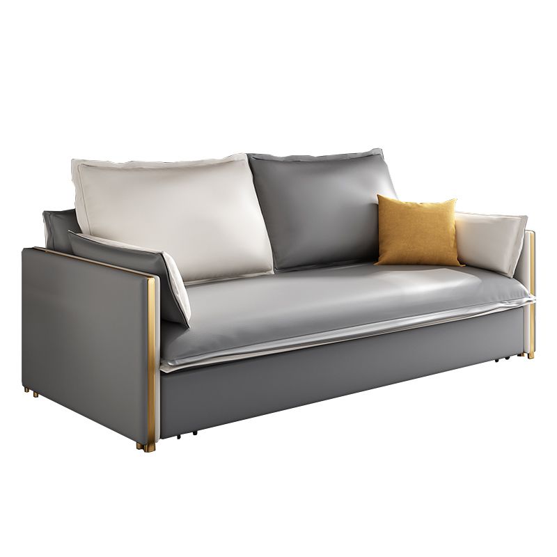 Moderno divano in vetro a fatica braccio quadrato con cuscini per camera da letto