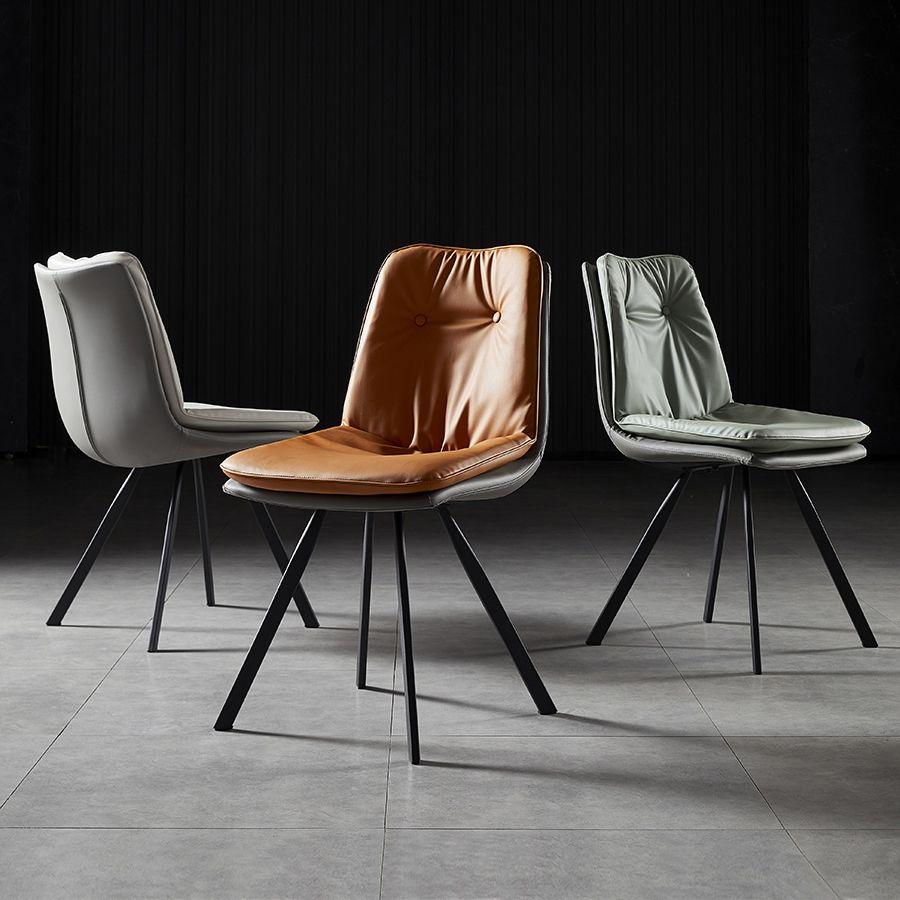 Scandinavian Style Leather Dining Chairs Upholstered Solid Back Chair for Home Use (Set of 2) Clearhalo ' kitchen&dining_furn' 'Dining Chairs' 'Dining Tables & Seating' 'dining_chair' 'furn' 'furn_dining_chair' 'Furniture' 'furniture_dining_chair' 'Kitchen & Dining Furniture' 'kitchen' 1200x1200_a0da5718-87db-47dc-b323-9d0a3e2ecb2e