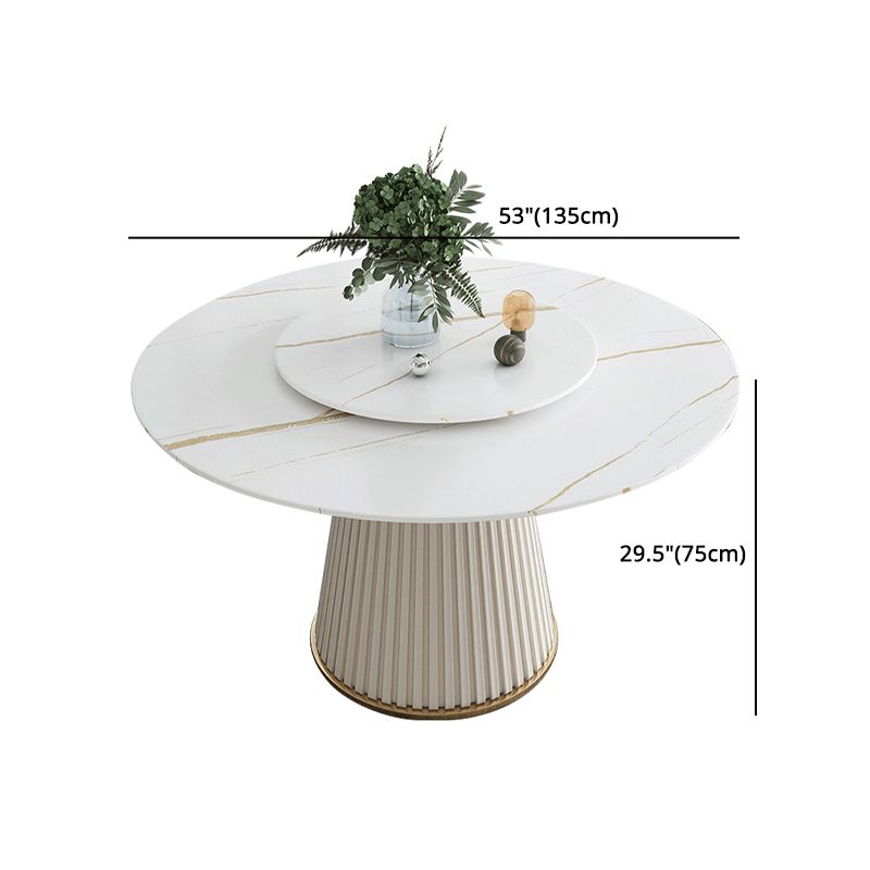 Glam Round Dinette Set 1/4/5/7 Pieces Dining Table Set with White Sintered Stone Top Clearhalo 'Dining Room Sets' 'Dining Tables & Seating' 'dining_room_set' 'furn' 'furn_dining_room_set' 'Furniture' 'furniture_dining_room_set' 'Kitchen & Dining Furniture' 1200x1200_a0daecdb-07fb-4f26-8cf1-6bec7c0db36f