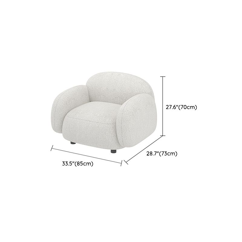 Square Arm Wool Sofa Scandinavian 1/2/3-Seater Sofa in White