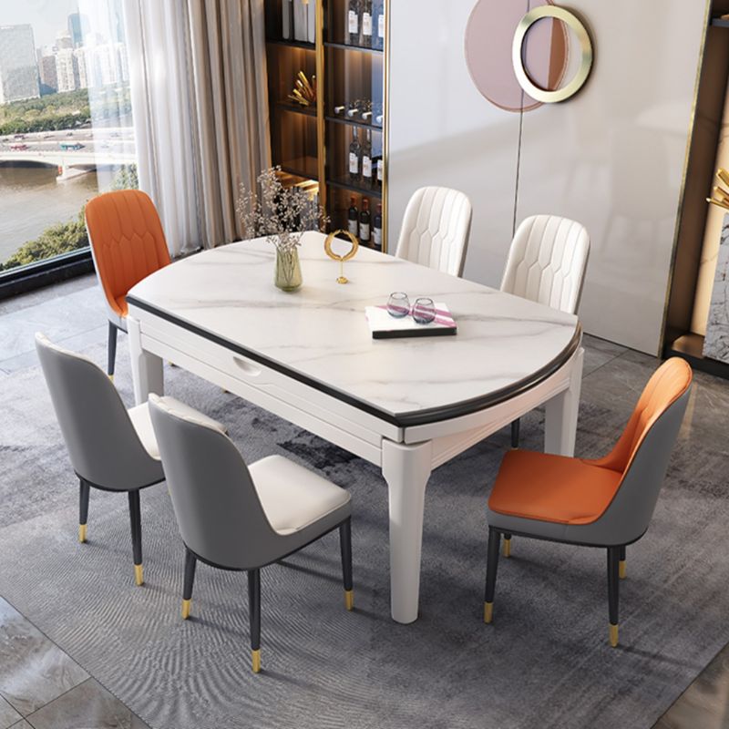 Mesa de comedor sencilla y moderna, mesa de comedor con forma rectangular y base de madera para sala de estar