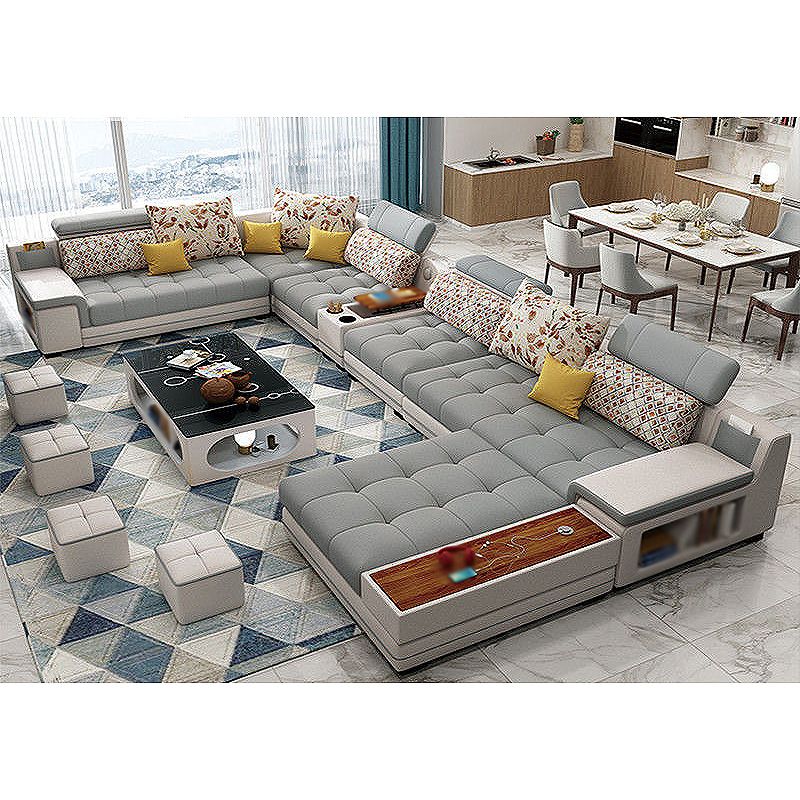 161.42"L X 98.43"W X 35.43"H Pu Cushion Back Sofa Square Arm Sectionals with Storage Clearhalo 'furn' 'furn_sectionals' 'Furniture' 'furniture_sectionals' 'kitchen' 'kitchen_sectionals' 'Living Room Furniture' 'Sectionals' 1200x1200_a0e29b51-5933-428e-8f4a-a19d272b22eb