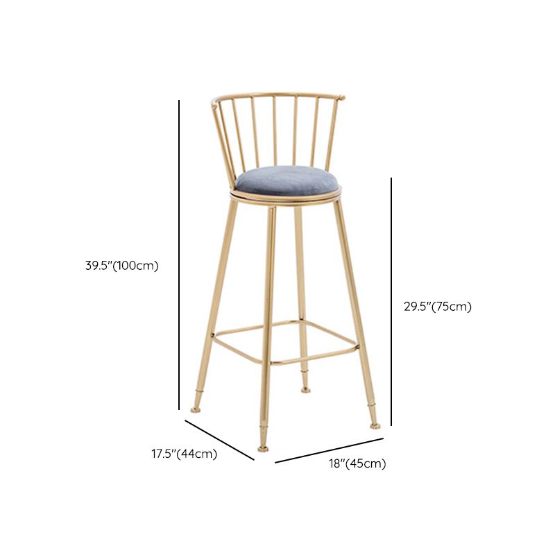 Gold Metal Base Dining Stools Low Back Round Bar Stools with Footrest Clearhalo 'Bar Furniture' 'Bar Stools' 'bar_stools' 'furn' 'furn_bar_stools' 'Furniture' 'Kitchen & Dining Furniture' 1200x1200_a0e2dacc-87ce-47cf-a3bc-3662da7688d0
