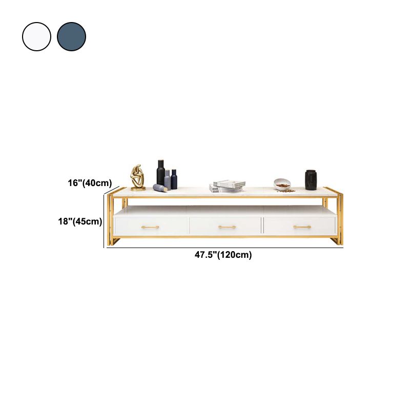 Modern Marble TV Stand Open Storage TV Media Stand with Drawers for Living Room