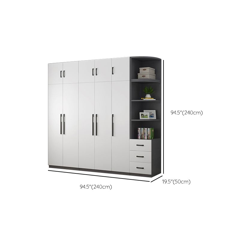 Moderne houten frame garderobe armoire vrijstaanbare garderobe met planken