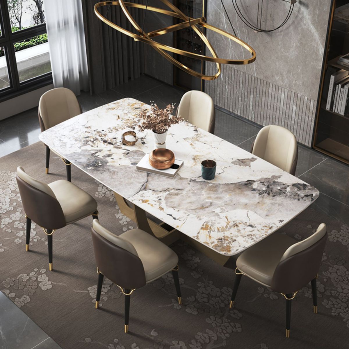 Metal Traditional Luxury Rectangle Table Sintered Stone Table for Dining Room and Kitchen Clearhalo ' dining_table' 'Dining Tables & Seating' 'Dining Tables' 'furn' 'furn_dining_table' 'Furniture' 'furniture_dining_table' 'Kitchen & Dining Furniture' 'kitchen&dining_furn' 'kitchen' 'kitchen_dining_table' 1200x1200_a0e60148-9f1d-4604-bbc0-dd7e5d44bc37